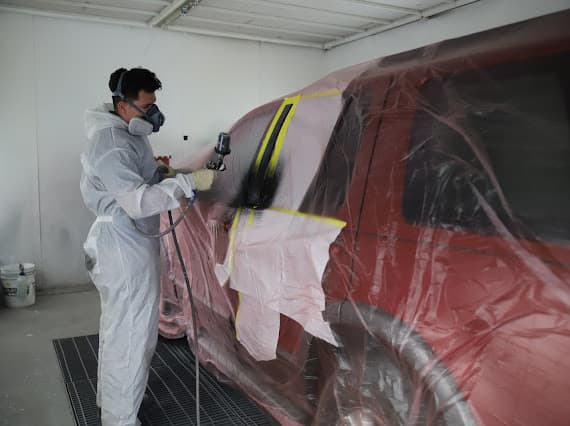 Paint refinishing spray work at Best Class Auto Body Las Vegas