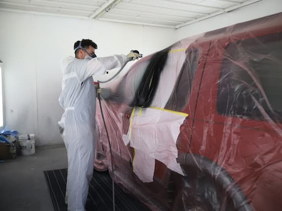 Auto paint spray application at Best Class Auto Body Las Vegas