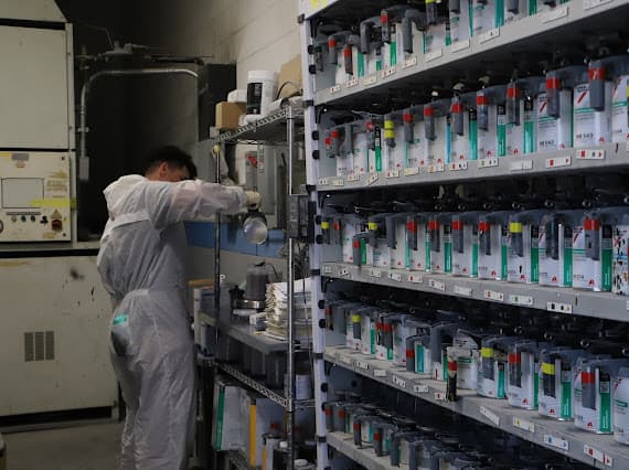 Paint color mixing station at Best Class Auto Body Las Vegas